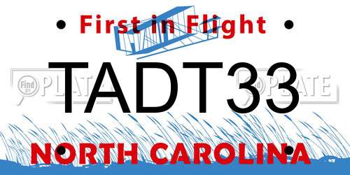 TADT33 North Carolina License Plate