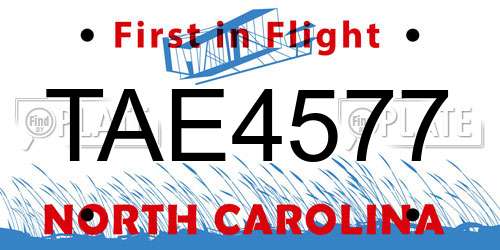 TAE4577 North Carolina License Plate