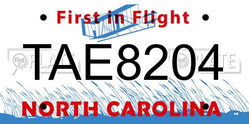 TAE8204 North Carolina License Plate