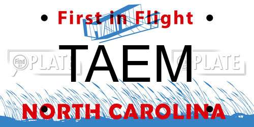TAEM North Carolina License Plate