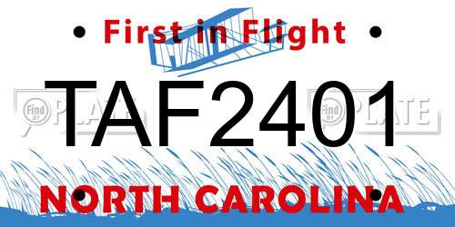 TAF2401 North Carolina License Plate