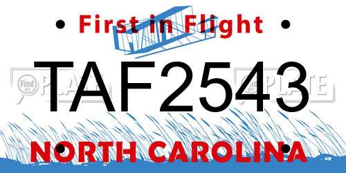 TAF2543 North Carolina License Plate