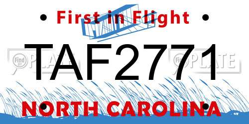 TAF2771 North Carolina License Plate