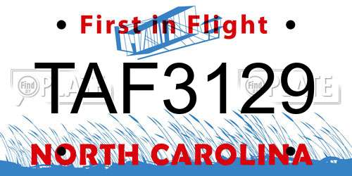 TAF3129 North Carolina License Plate
