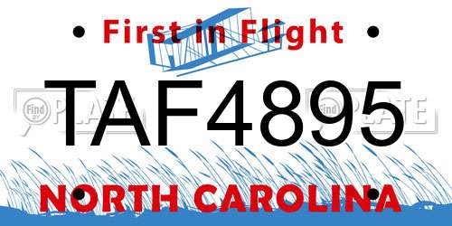 TAF4895 North Carolina License Plate
