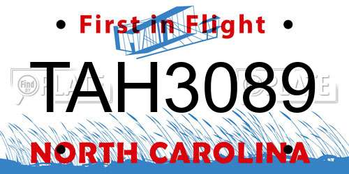 TAH3089 North Carolina License Plate
