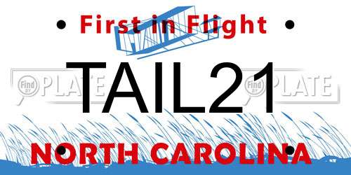 TAIL21 North Carolina License Plate