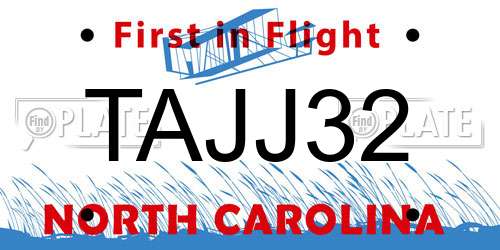 TAJJ32 North Carolina License Plate