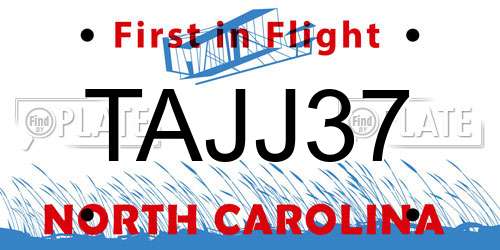 TAJJ37 North Carolina License Plate