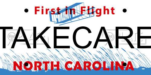 TAKECARE North Carolina License Plate