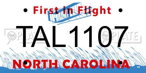 TAL1107 North Carolina License Plate