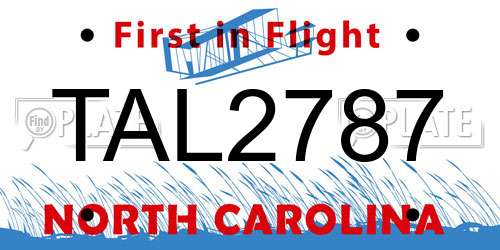 TAL2787 North Carolina License Plate