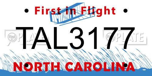 TAL3177 North Carolina License Plate