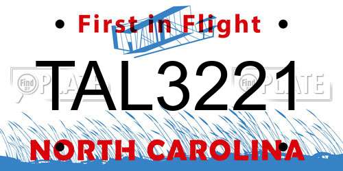 TAL3221 North Carolina License Plate