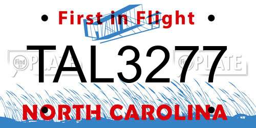 TAL3277 North Carolina License Plate