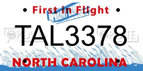 TAL3378 North Carolina License Plate