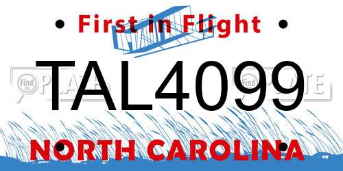 TAL4099 North Carolina License Plate