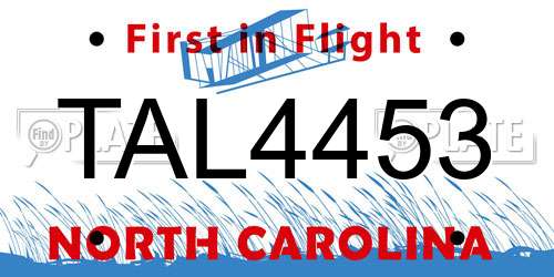 TAL4453 North Carolina License Plate