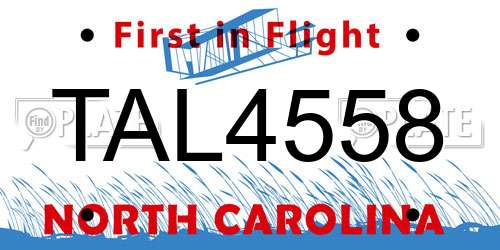 TAL4558 North Carolina License Plate