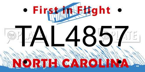 TAL4857 North Carolina License Plate
