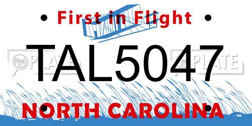 TAL5047 North Carolina License Plate