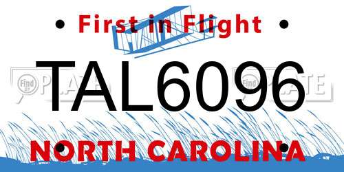 TAL6096 North Carolina License Plate