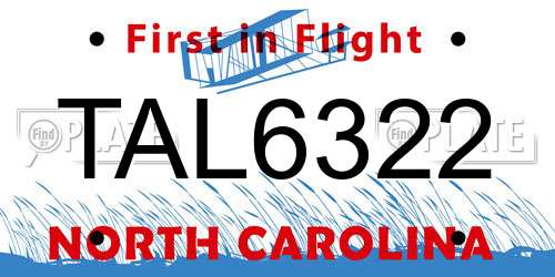 TAL6322 North Carolina License Plate