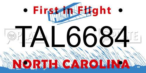 TAL6684 North Carolina License Plate