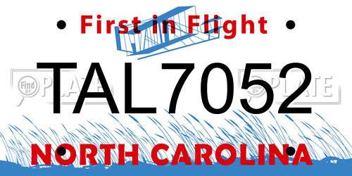 TAL7052 North Carolina License Plate