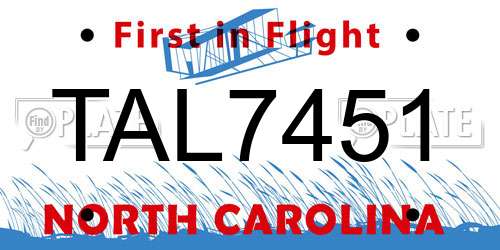 TAL7451 North Carolina License Plate