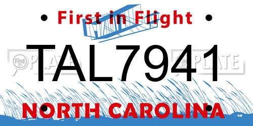 TAL7941 North Carolina License Plate