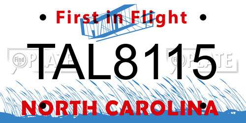 TAL8115 North Carolina License Plate