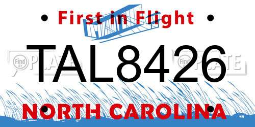 TAL8426 North Carolina License Plate