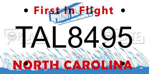 TAL8495 North Carolina License Plate