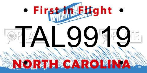 TAL9919 North Carolina License Plate