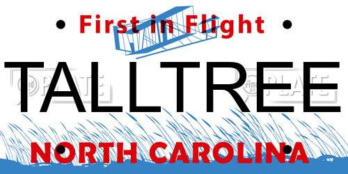TALLTREE North Carolina License Plate