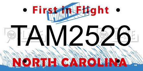 TAM2526 North Carolina License Plate