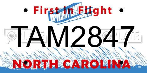 TAM2847 North Carolina License Plate