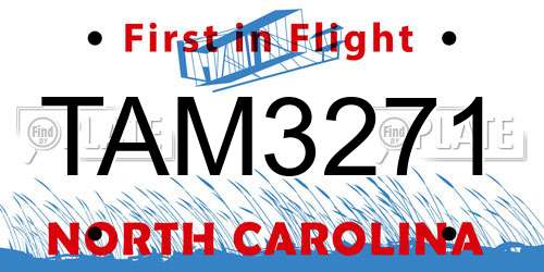 TAM3271 North Carolina License Plate