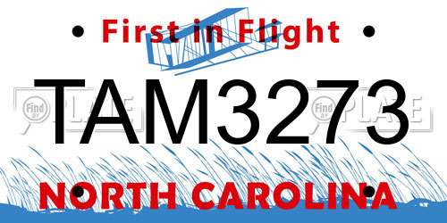 TAM3273 North Carolina License Plate