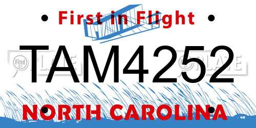 TAM4252 North Carolina License Plate