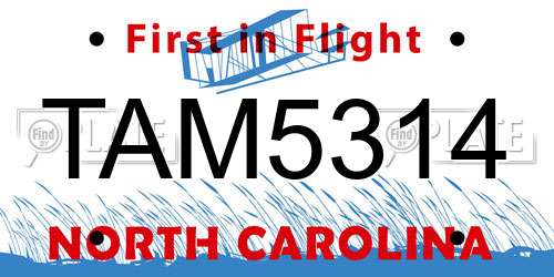 TAM5314 North Carolina License Plate