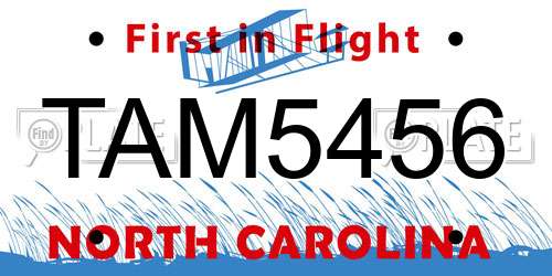 TAM5456 North Carolina License Plate