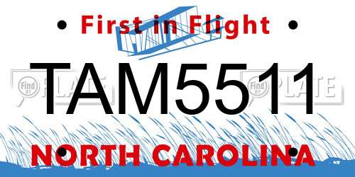 TAM5511 North Carolina License Plate