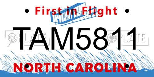 TAM5811 North Carolina License Plate