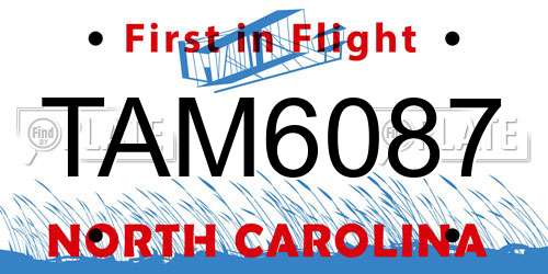 TAM6087 North Carolina License Plate