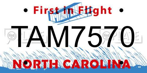 TAM7570 North Carolina License Plate