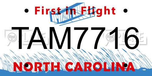 TAM7716 North Carolina License Plate