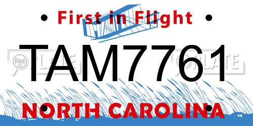 TAM7761 North Carolina License Plate