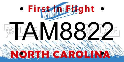 TAM8822 North Carolina License Plate